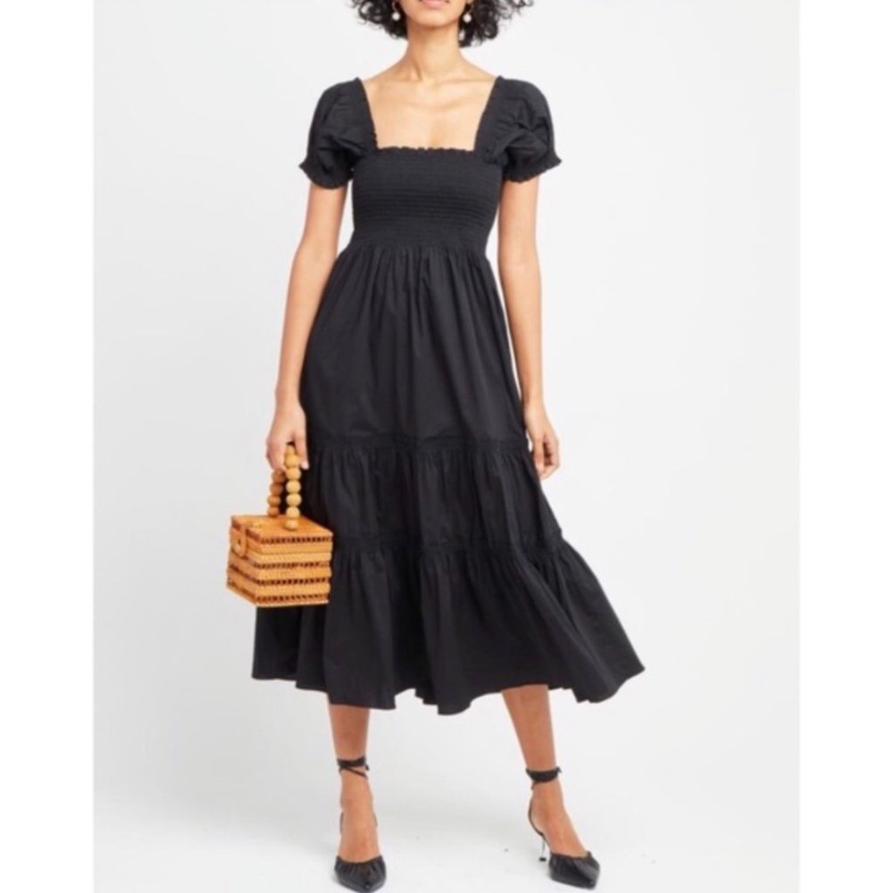 O.P.T Daphne Square Neck Smocked Midi Dress - NWT!